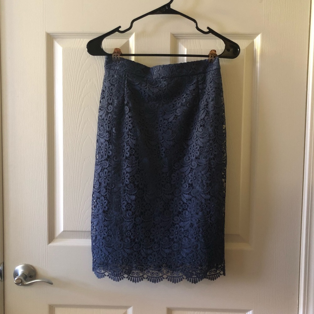 Uniqlo Lace Indigo High-Waisted Skirt